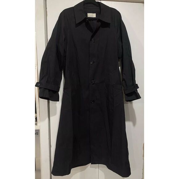 6397 Trench Coat Women’s Medium Black Cotton Nylon Fit Flare Shape Long Sleeves - Picture 6 of 16